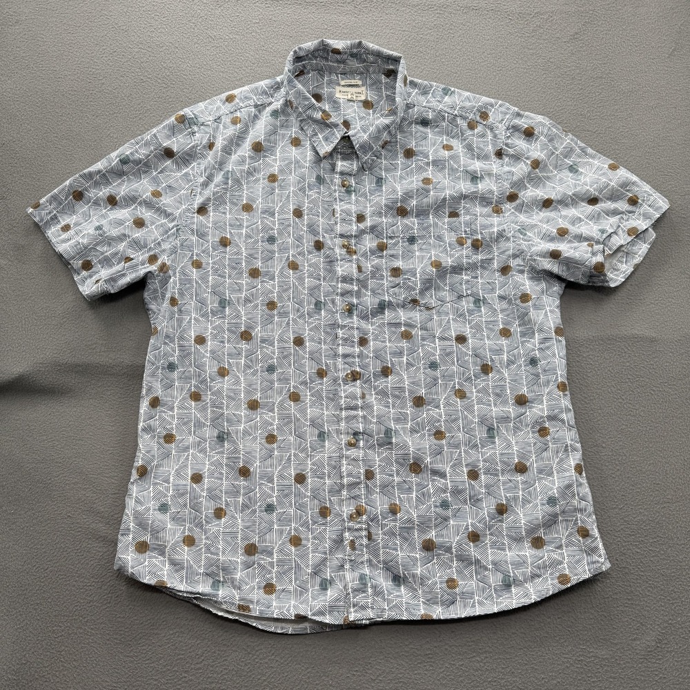Bridge‎ & Burn Shirt Mens 2XL Geometric Organic Cotton Short Sleeve Button Up